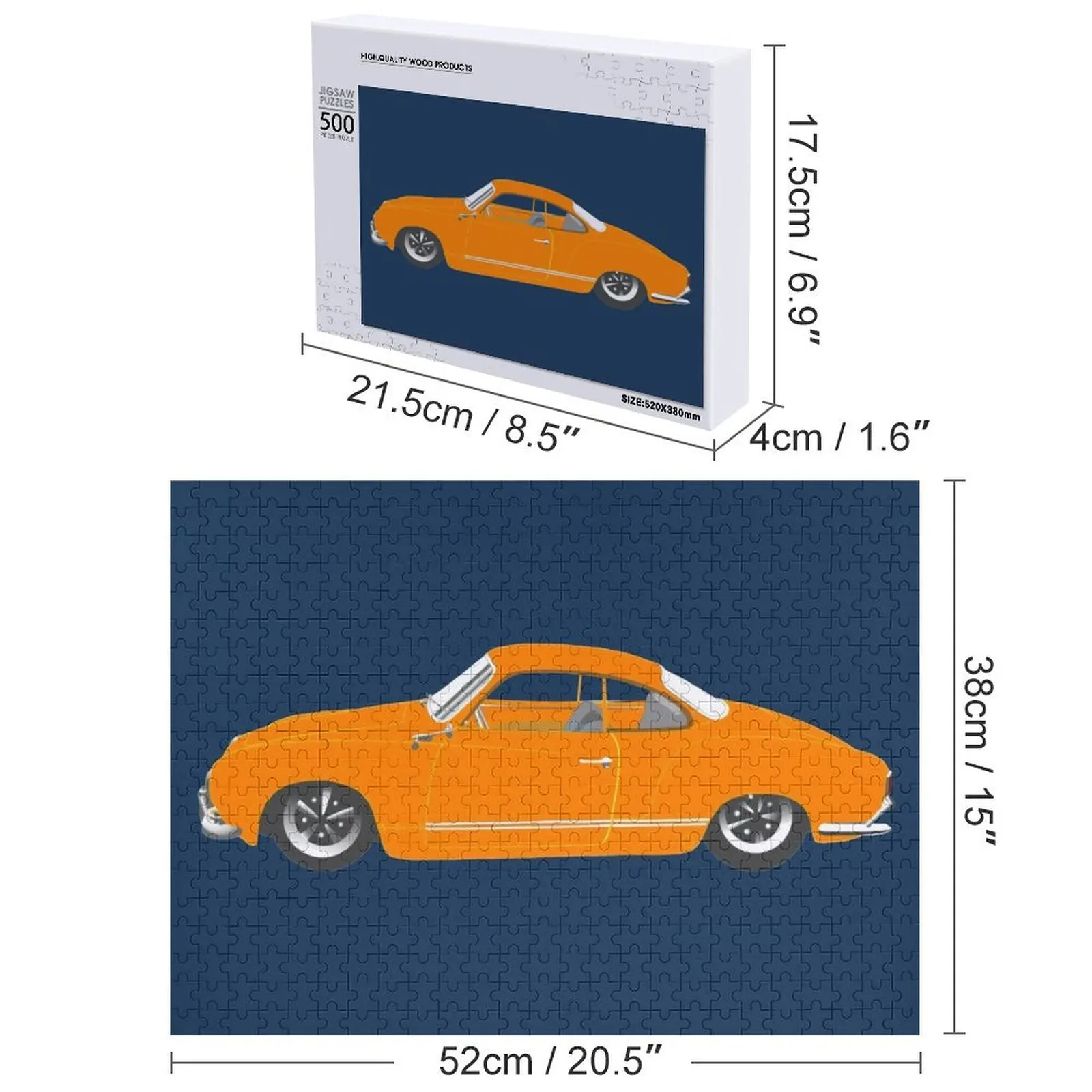 Пазл Orange Karmann Ghia, Classic T, хорошая идея, индивидуальный детский подарок, деревянный пазл с именем