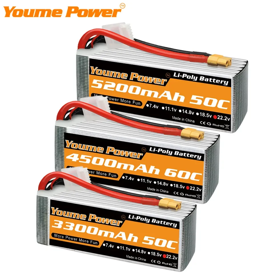 1/2PC 6S Lipo Battery 22.2v 3300mah 4000mah 4500mah 5200mah 6500mah RC  with XT60 For  Drone helicopter Airplane aircraft