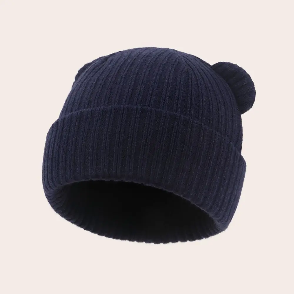 

High Quality Autumn Winter Warm Hat Cute Bear Thickned Beanie Cap Creative High Elastic Pullover Hats for Children
