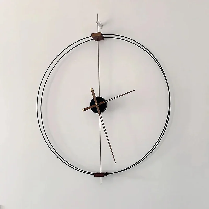 

Spanish Minimalist Wall Clock Creative Luxury Living Room Art Clocks Solid Wood Pointer Large Wall Clock Silent Movement Clocks