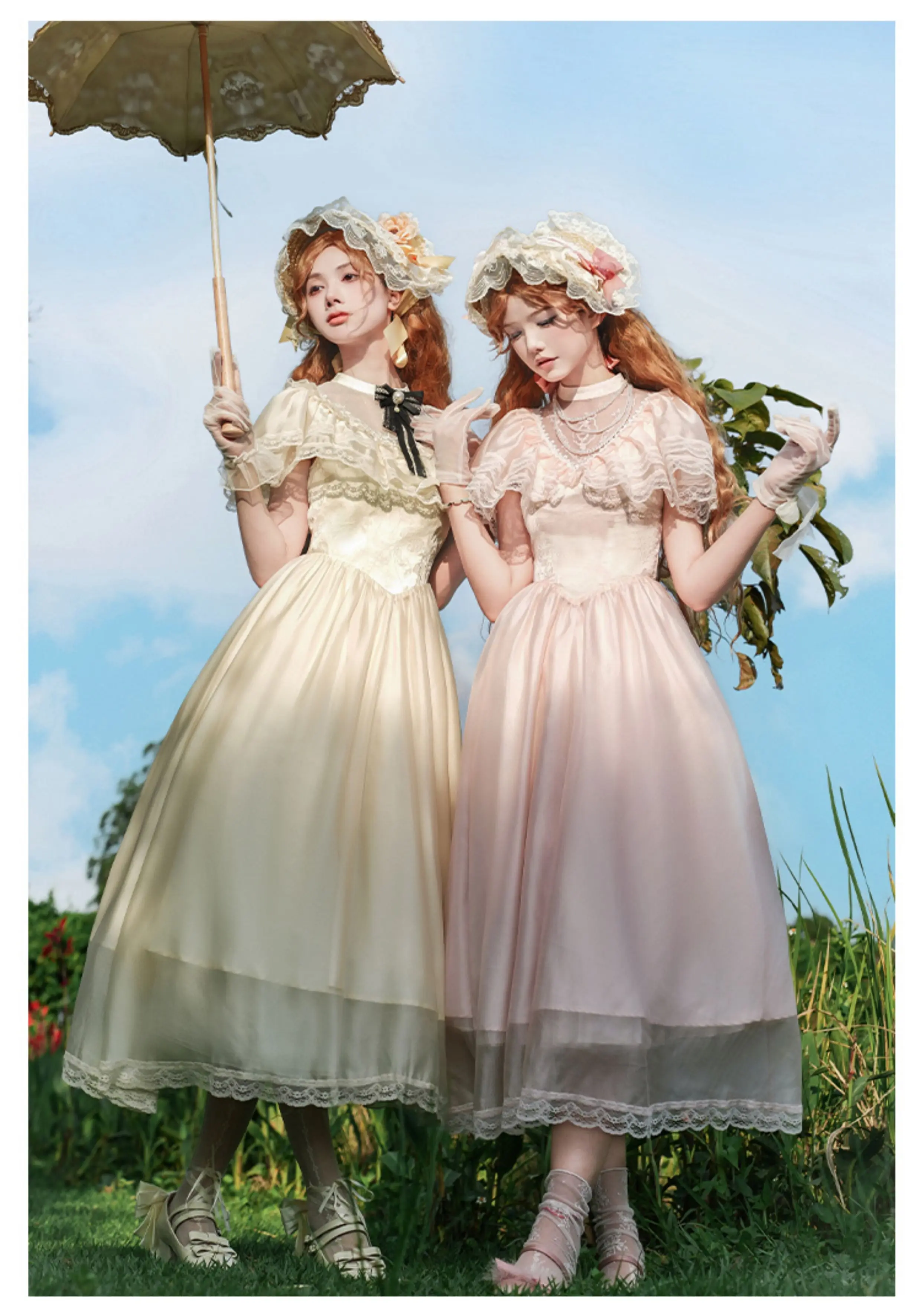 Robe de princesse Lolita rose douce, manches courtes, taille haute, en dentelle, pour filles mignonnes, ligne a, mode, robes de fée polyvalentes, printemps été