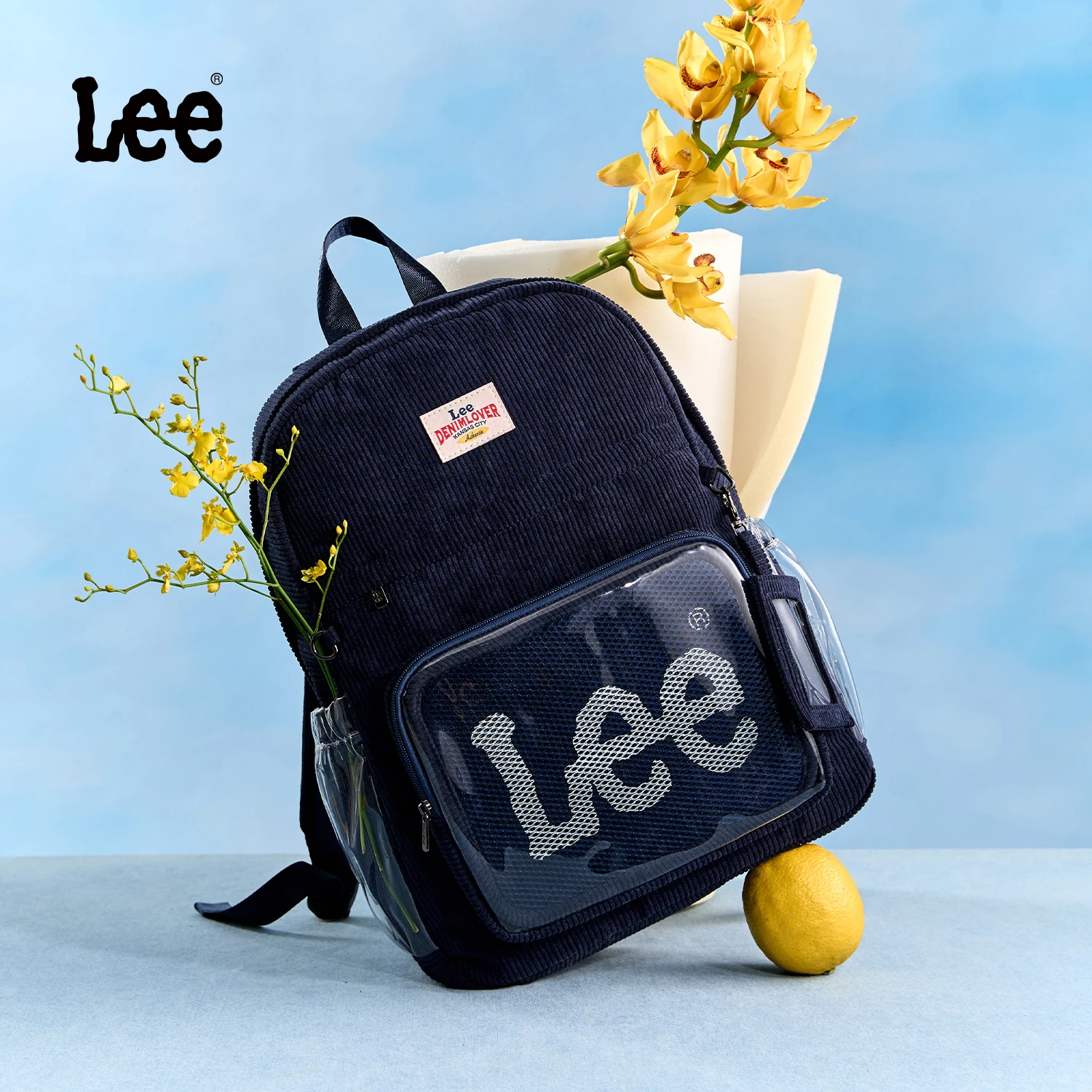 กระเป๋าเป้สะพายหลัง LEE รุ่น Large Leisure Corduroy Itabag ขนาด 14 นิ้ว สำหรับใส่แล็ปท็อป ไปโรงเรียน ผู้หญิง ผ้าเดนิม สำหรับเดินทาง ไปเรียนมหาวิทยาลัย  กระเป๋าใส่หนังสือ  กระเป๋า Ita Bag แบบใส