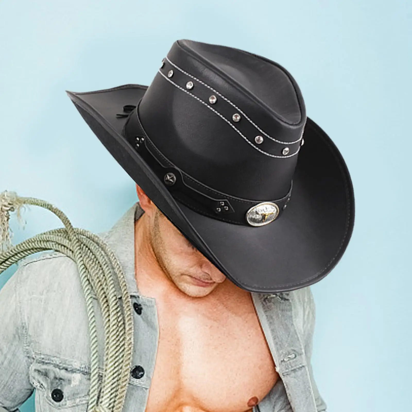 Cowboy Hat Wide Roll up Brim Casual Sombrero Fashion Hombre Caps Cowgirl Hat for