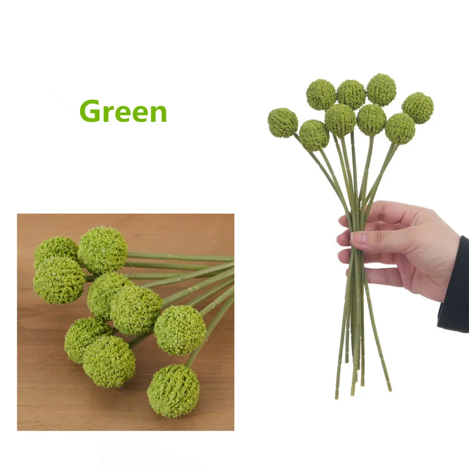 Künstliche Blume, Craspedia-Trommelhammer, Chrysantheme, 9 Köpfe/Blumenstrauß, goldene Kugel für Heimdekoration, Löwenzahnblume – Detail 6