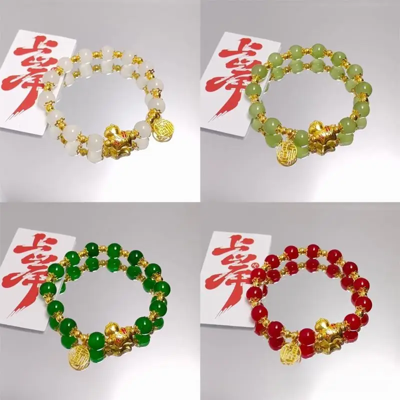 Encantadora pulsera de caballo del zodiaco chino con cuentas de la suerte, amuleto perfecto para pareja/amistad, regalo de joyería para el año de nacimiento