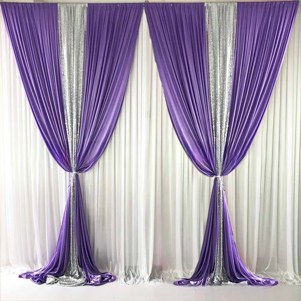 

3mx6m Luxury Wedding Backdrop with Multiple Gold Drape Wedding Curtain with Swag Party Decoration Free Shipping