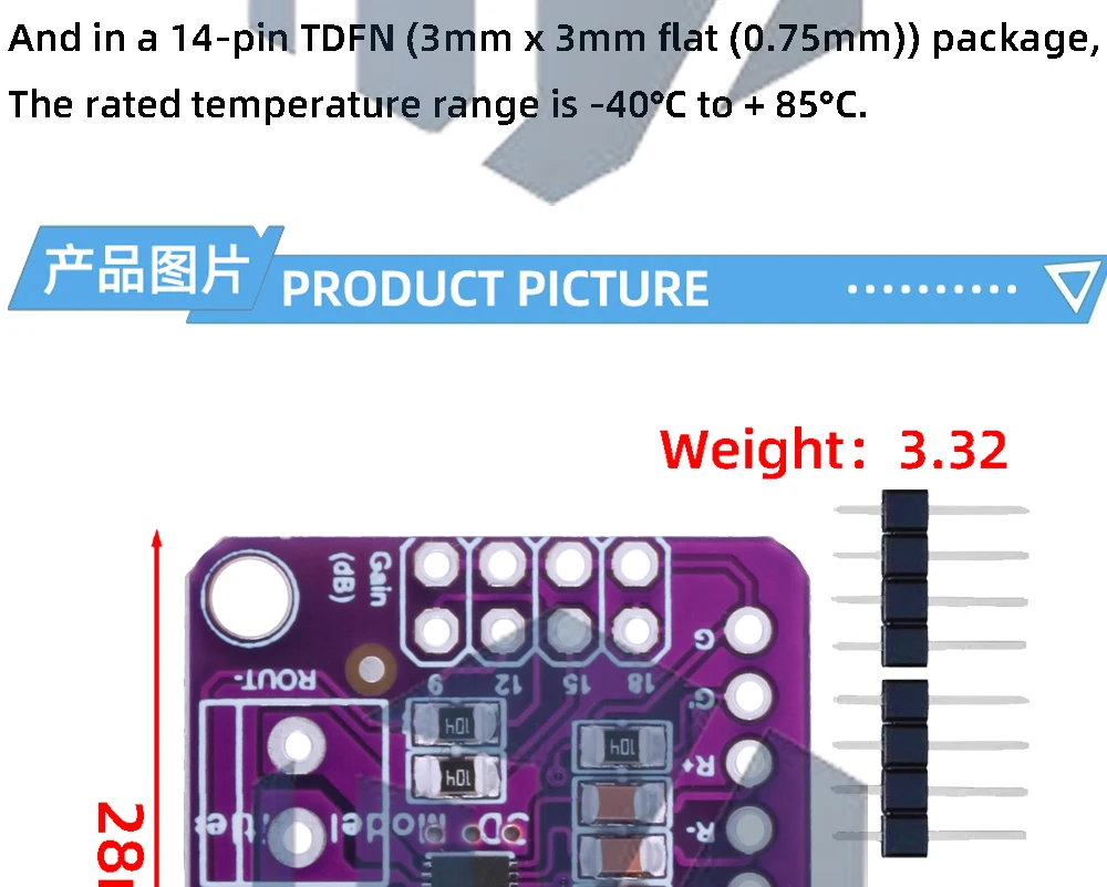 1~10PCS EGBO CJMCU-98306 MAX98306 3,3V~5,5V Stereo Class D Verstärker Class AB Audio 3,7W Verstärkungseinstellung 6DB 9DB 12DB 15DB 18DB – Detail 3