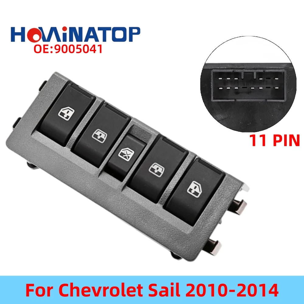 HOWINATOP 9005041 9005043 11Pin Power Window Master Switch For Chevrolet Sail 2010-2014 OEM Replacement