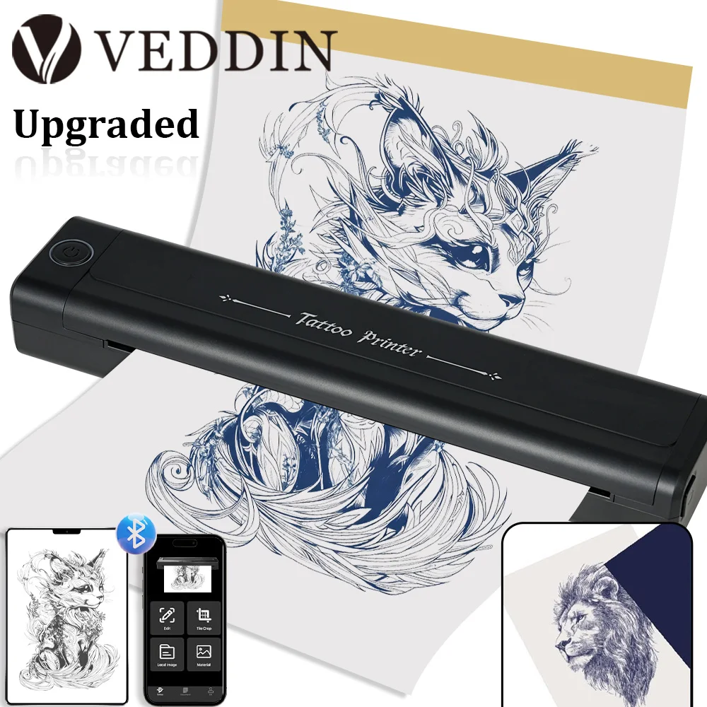 Professional Wireless Printer Mini Tattoo Transfer Machine Thermal Template Transfer Bluetooth Portable Tattoo Stencil Printers