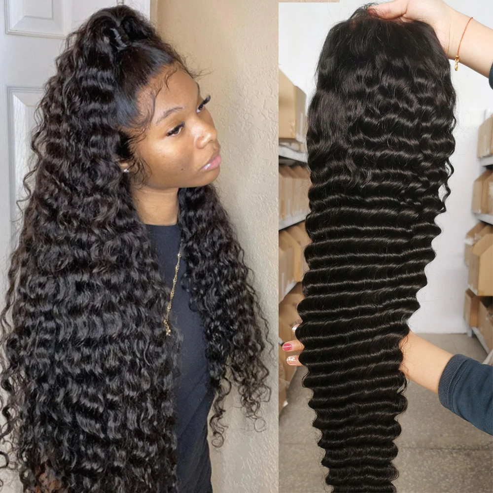 

28 30 inches HD Transparent Lace Front Wig for Black Women 13x4 Pre-pluked Glueless Full Wavy Lace Front Human Hair Wigs