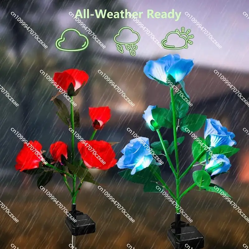 

ABKD 4 Pack Solar Garden Lights Solar Flowers Decorative Lights with 20 Rose Flowers for Outside Patio Lawn Party Decor