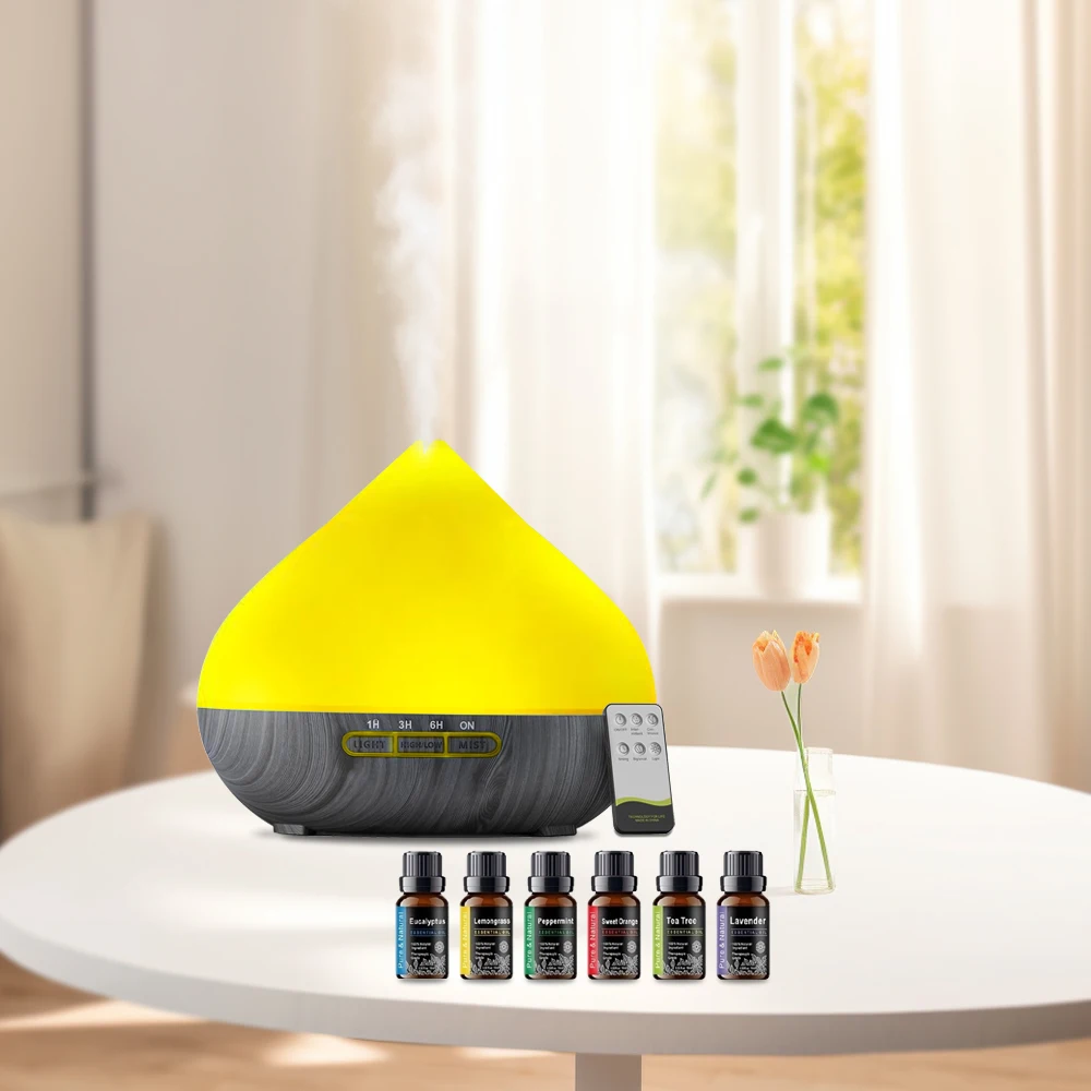

500ml Aromatherapy Diffuser with Remote, Soothing LED Lights & 6 Essential Oils