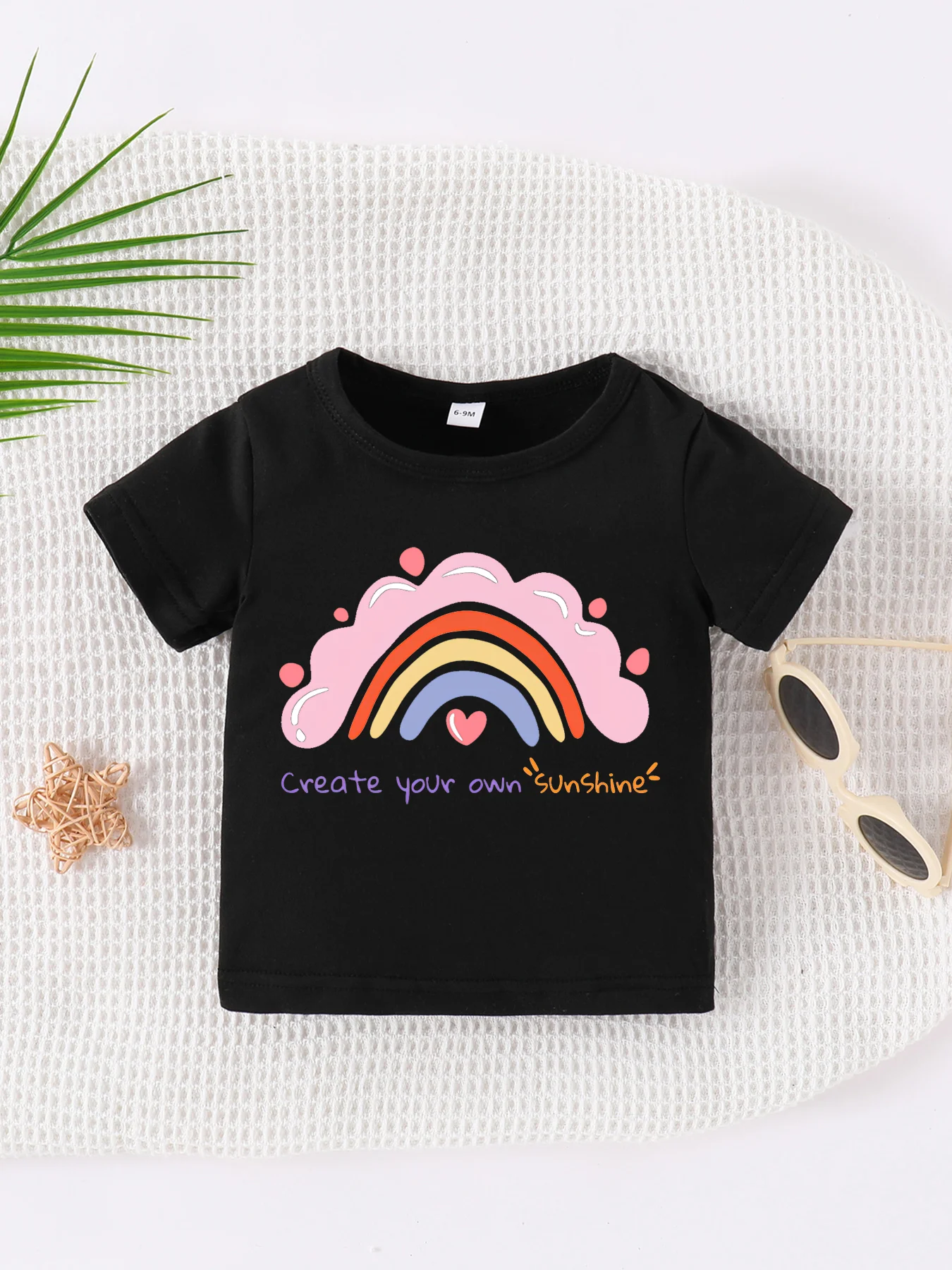 

0-3 year old Summer Newborn New Solid Color Print Pullover Round Neck Short Sleeve T-shirt for Male and Female Infants and Babie