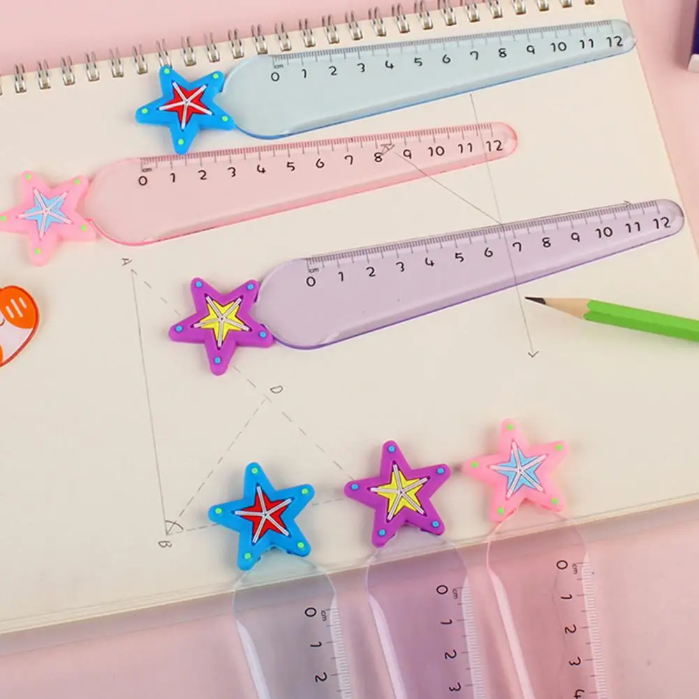 2Pcs  Rulers Modern Funny Cartoon Kids Straight Rulers Anti-fade Non-slip Straight Rulers