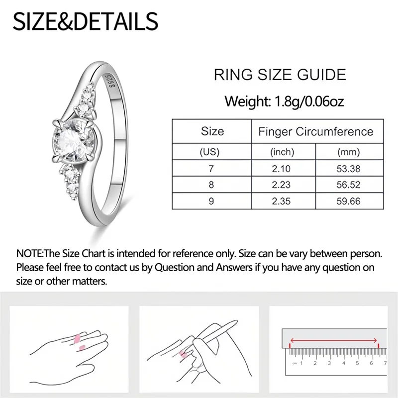 Women's Simple Design 925 Sterling Silver Engagement Ring