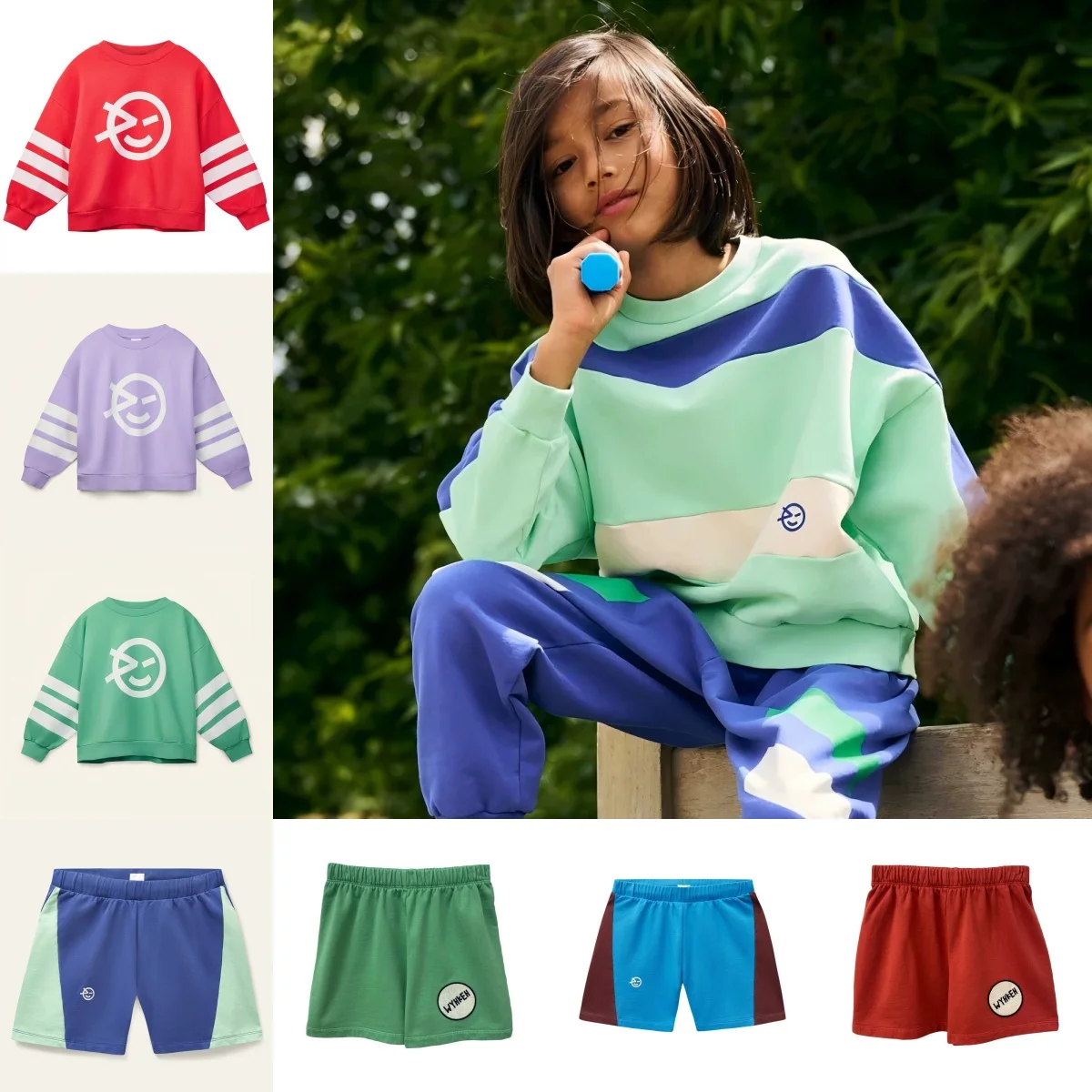 Kinder Anzug 5WYN Frühling Sommer Sweatshirt Shorts Jungen Mädchen Reine Baumwolle Sweatshirts Student Schule Kleidung