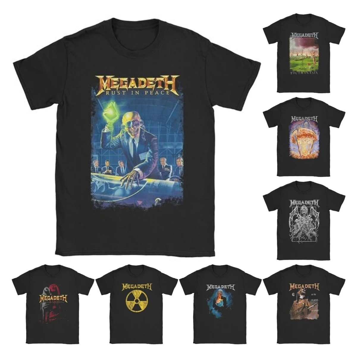 Novelty Rust In Peace Metal Rock Band T-Shirts Men Women Round Collar 100% Cotton T Shirt Megadeths Short Sleeve Tees Party Tops