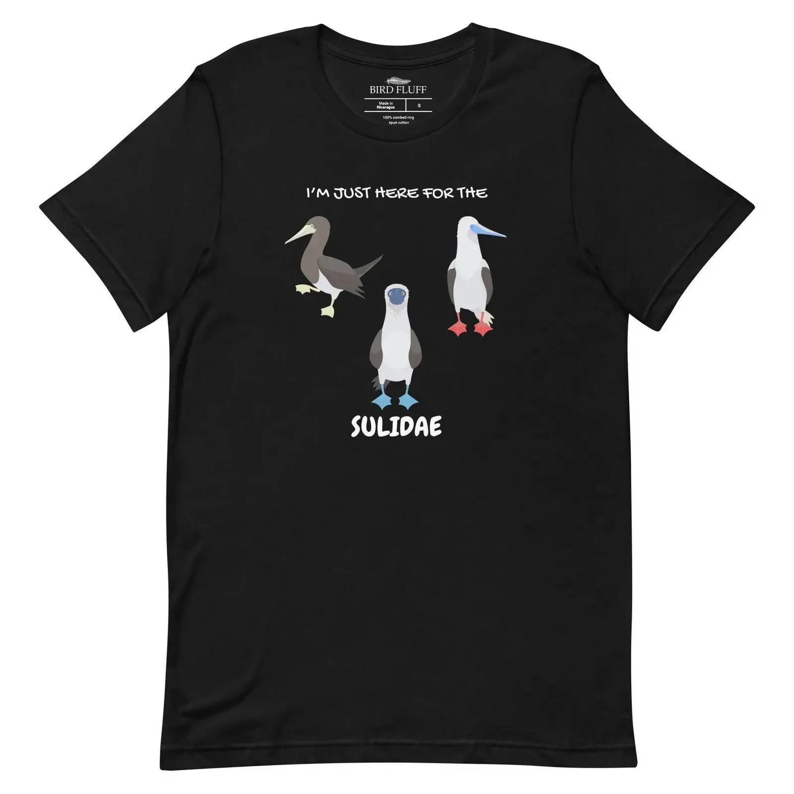 I'm Just Here For The Sulidae Black Birder T Shirt Blue Red Footed Brown Booby Bird Lovers vintage Washed Breathable graphic