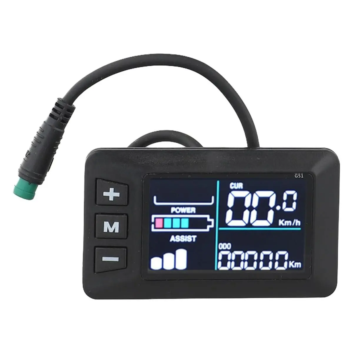 ABPF E-Bike LCD Display 24V 36V 48V with 5-Pin 25cm Cable, Compatible, Fits 22.2mm Handlebars for Electric Bicycle Mileage