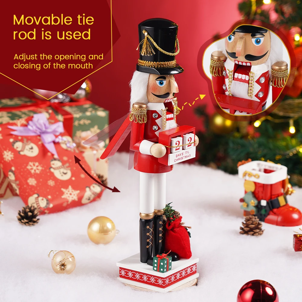 40CM Nussknacker Holzpuppe Walnuss-Soldaten-Modell Puppe Handgefertigte Figuren Handbemalte Figur Weihnachts- und Neujahrsdekoration für Zuhause – Detail 2