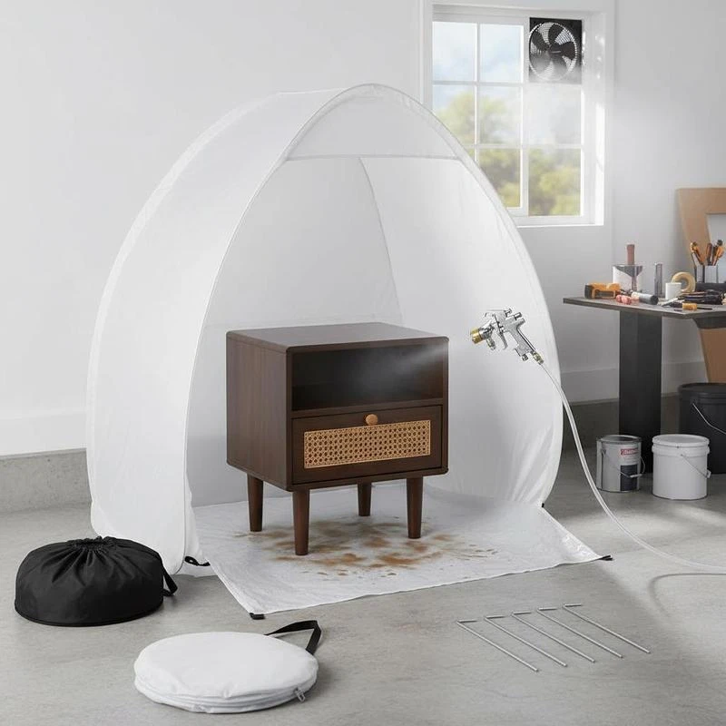

Painting Booth 40x35x40in For Furniture DIY Projects Hobby Crafts, Pop-Up Portable Shelter Built-In Floor Exhaust Window Storage Bag Foldable Station