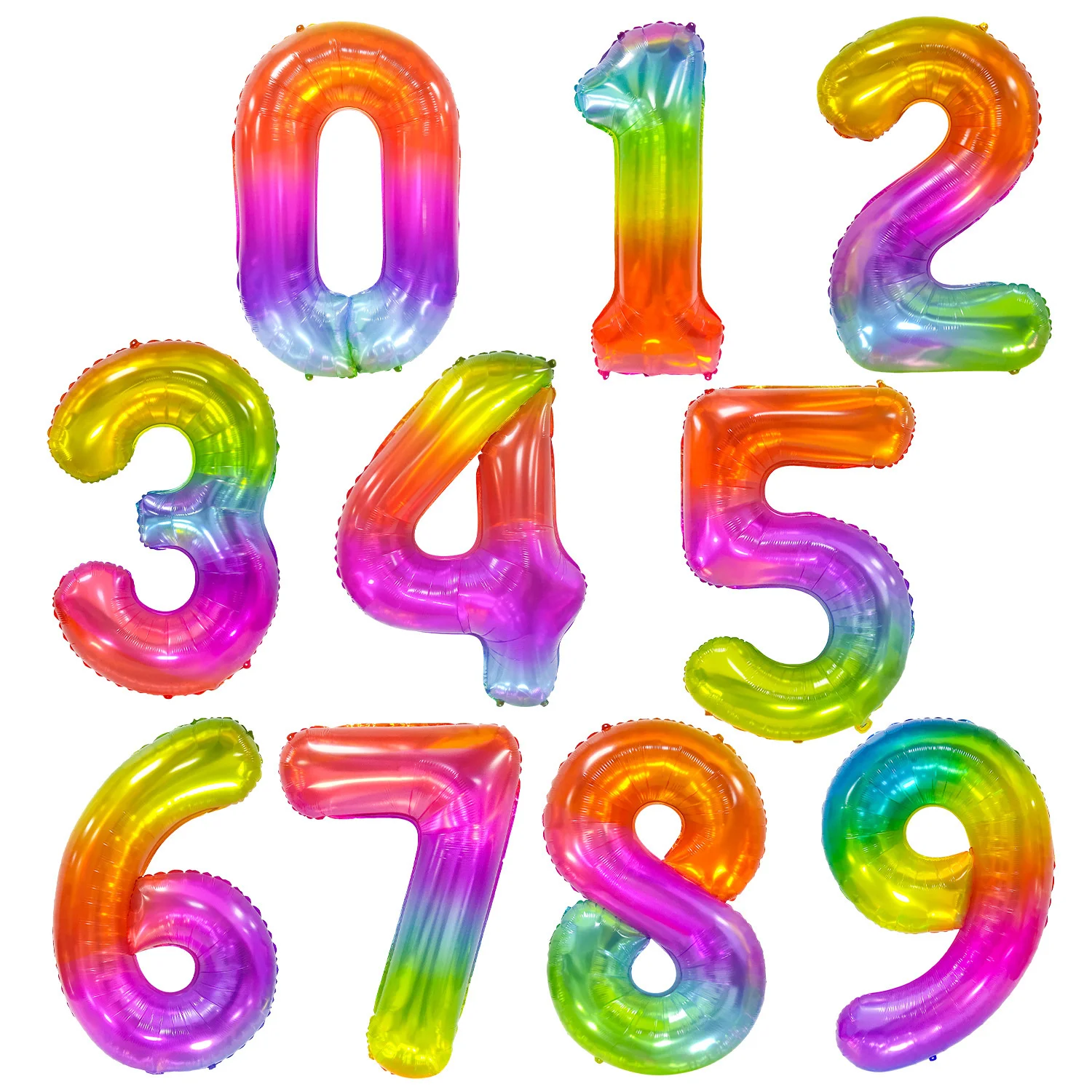 

40 inch Rainbow Digital Balloon rainbow Birthday Big Numbers 1 2 3 4 5 6 7 8 9 year old party decoration balloon wholesale