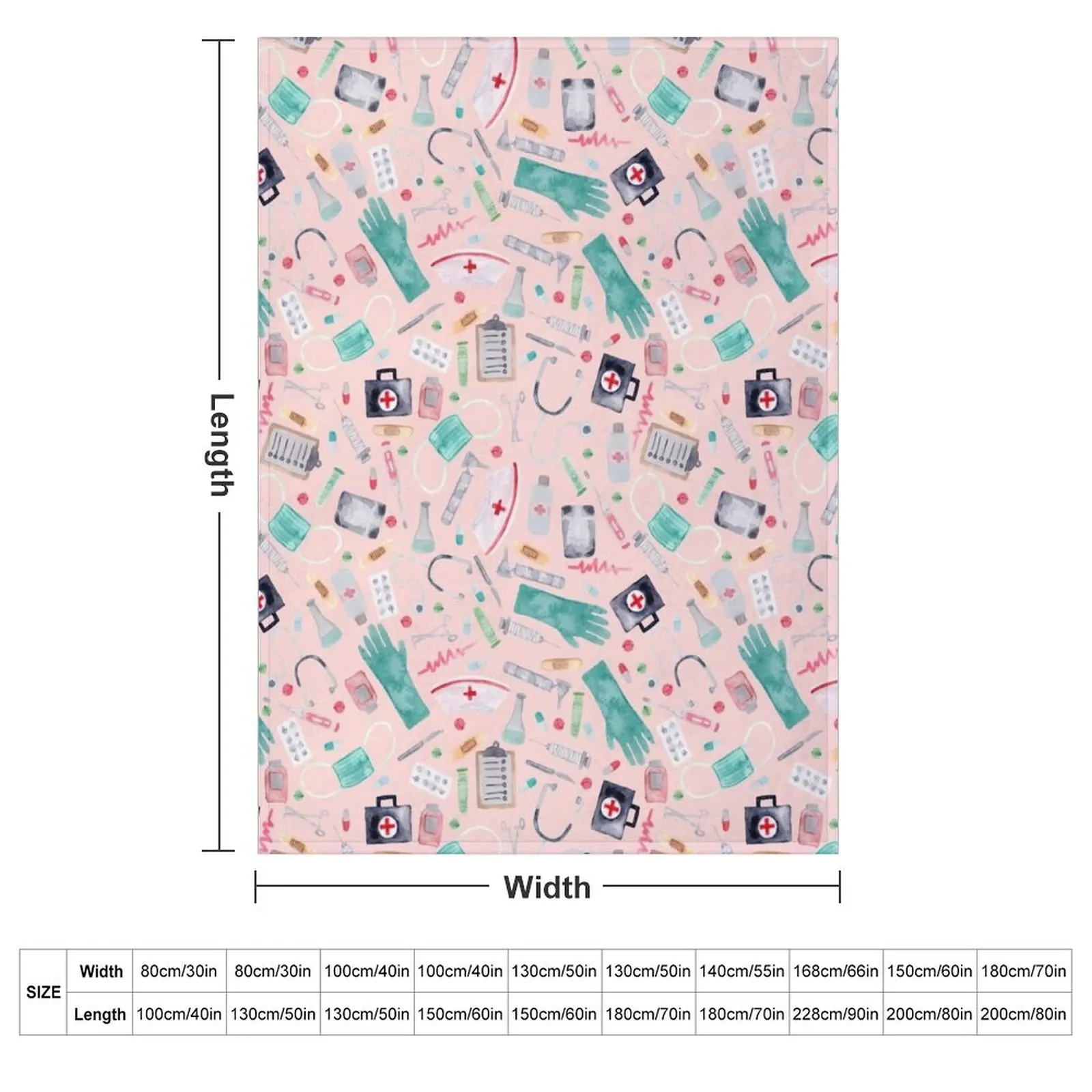 Medical Pattern Doctor Nurse Watercolor Pink Texture Throw Blanket Luxury Brand Luxury St Multi-Purpose Vintage Blankets