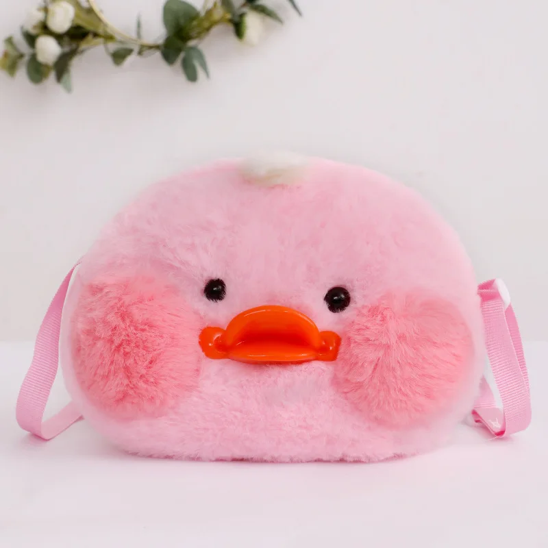 Fashion Cartoon Animal Bag White Backpack Stuffed Plush Toy Cute Pink Yellow Chicken Duck Schoolbag Toy Gift for Children Girl