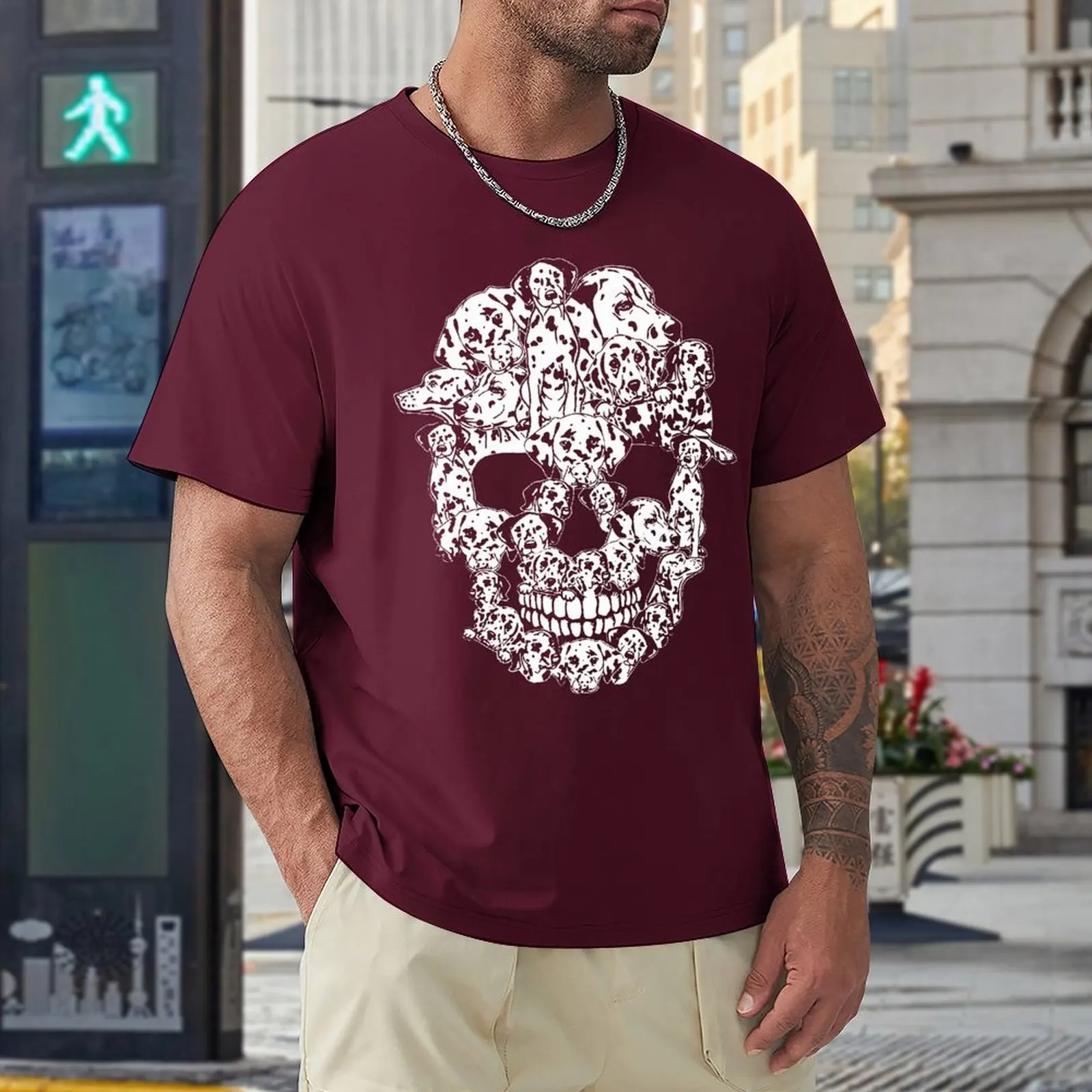 مضحك الجمجمة الدلماسية الكلب جرو عاشق تي شيرت الجرافيك القطن الشارع الشهير قصيرة الأكمام هدايا عيد الميلاد الصيف نمط تي شيرت الرجال