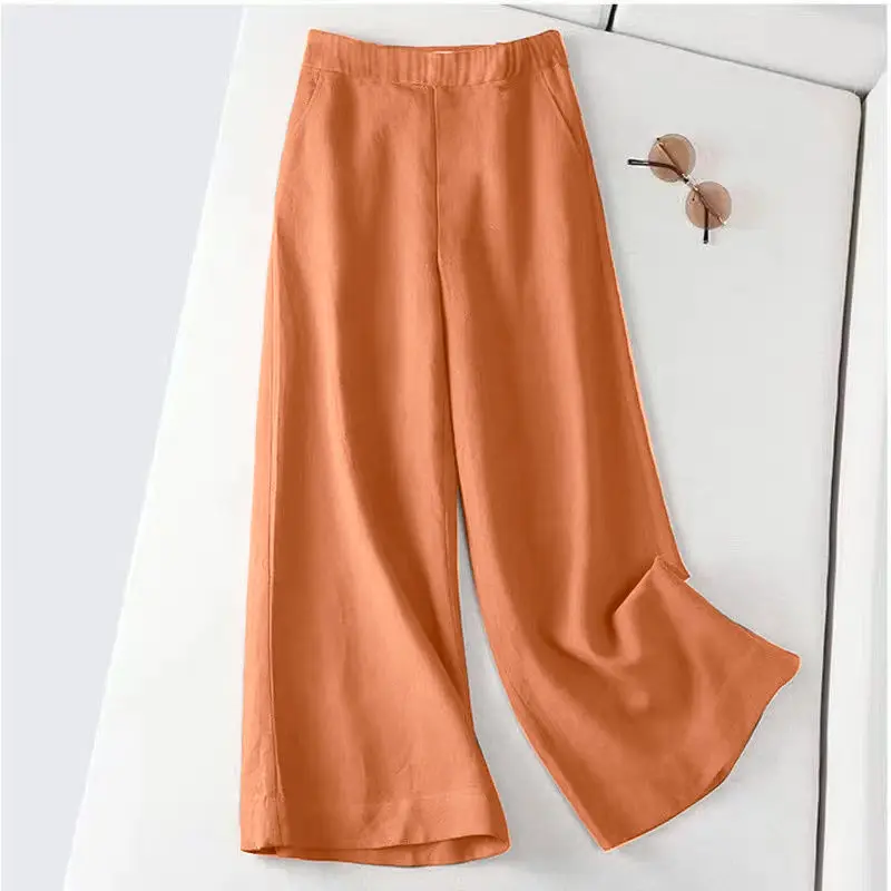 Wide Leg Pants Women's Summer Thin High Waist Hanging Sense Student Casual Pants Look Thin Loose Straight Tube Mop Pants Z347