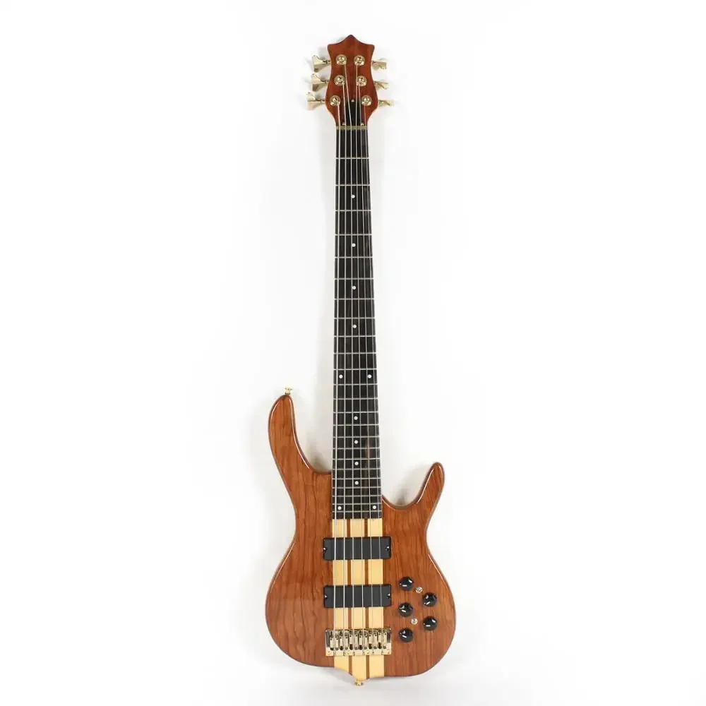 

high quality custom OEM made in china neck thru through body 6 six string ebana electric bass guitar