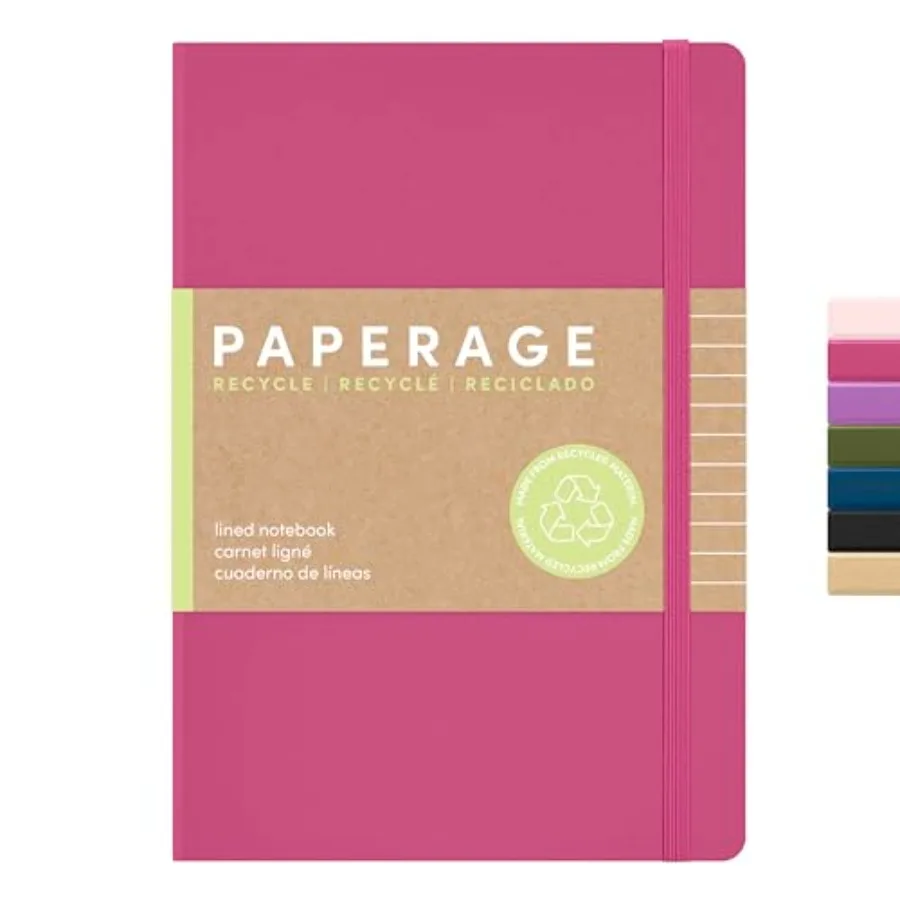 

Recycled Journal Notebook,,160 Pages, Medium 5.6 in x 8 in - 100 GSM Thick Paper College Ruled, Hardcover Journaling Notebook f