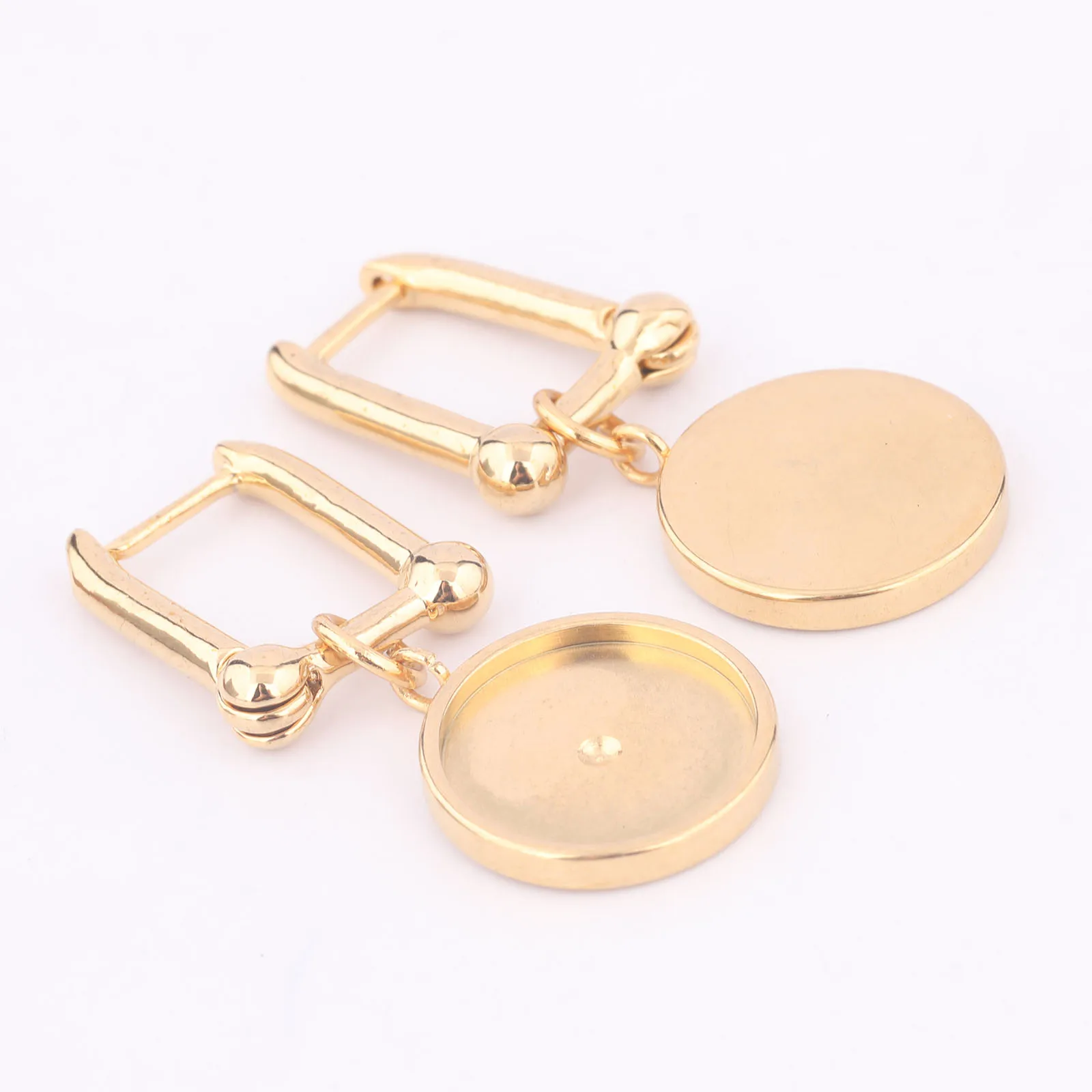 6 قطعة الفولاذ المقاوم للصدأ 12 مللي متر كابوشون القرط قاعدة إعداد الفراغات Diy بها بنفسك مطلية بالذهب النحاس Leverback أقراط المشبك السنانير النتائج #3