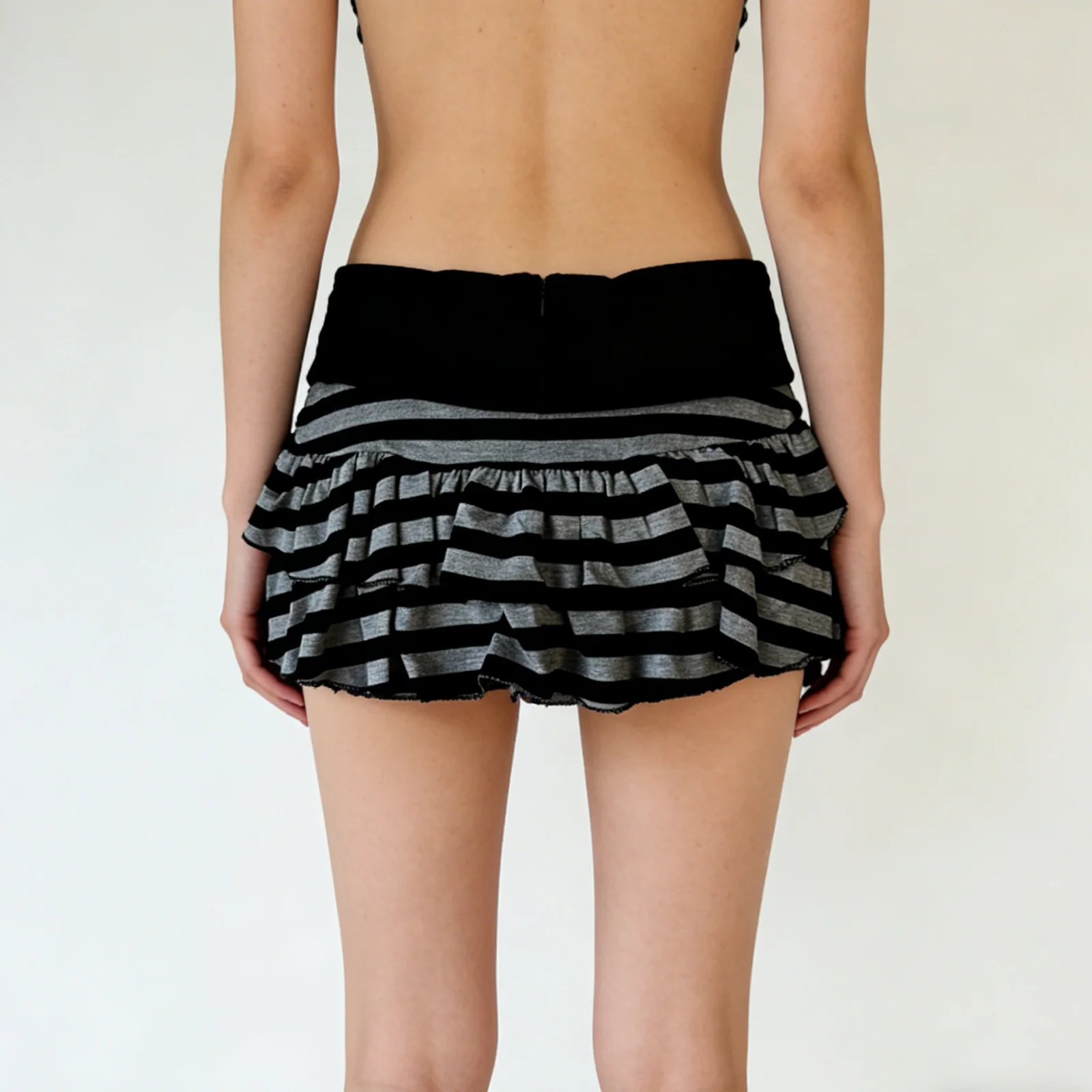 Striped Sexy Spicy Girl Half Skirt Low Waist Fashionable Casual Slimming 2025 Trendy Fashion Skirt