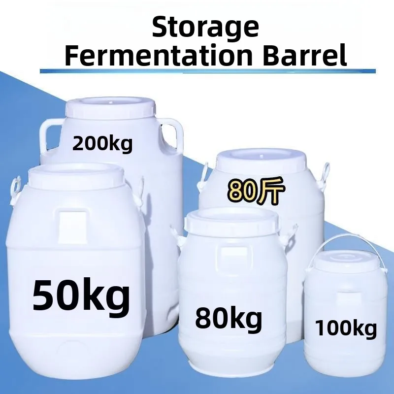 

Thiened Food ade Plastic Large White Barrel Home Use Water Storage Barrel with Lid Fermentation Brewing Barrel round ape