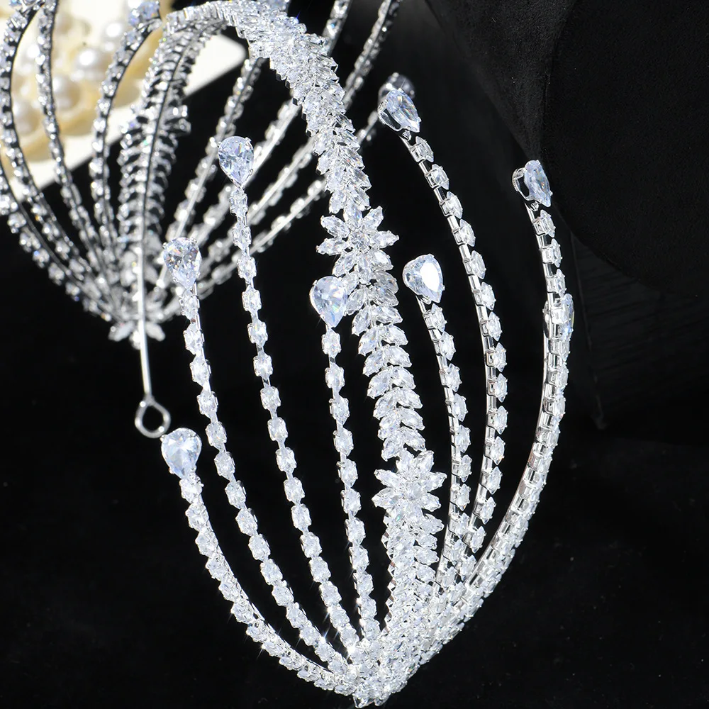 Luxury Bridal Headbands Wedding Headpiece Cubic Zirconia CZ Bridal Tiara Crown For Women Party Diadems Hair Jewelry Headdresses