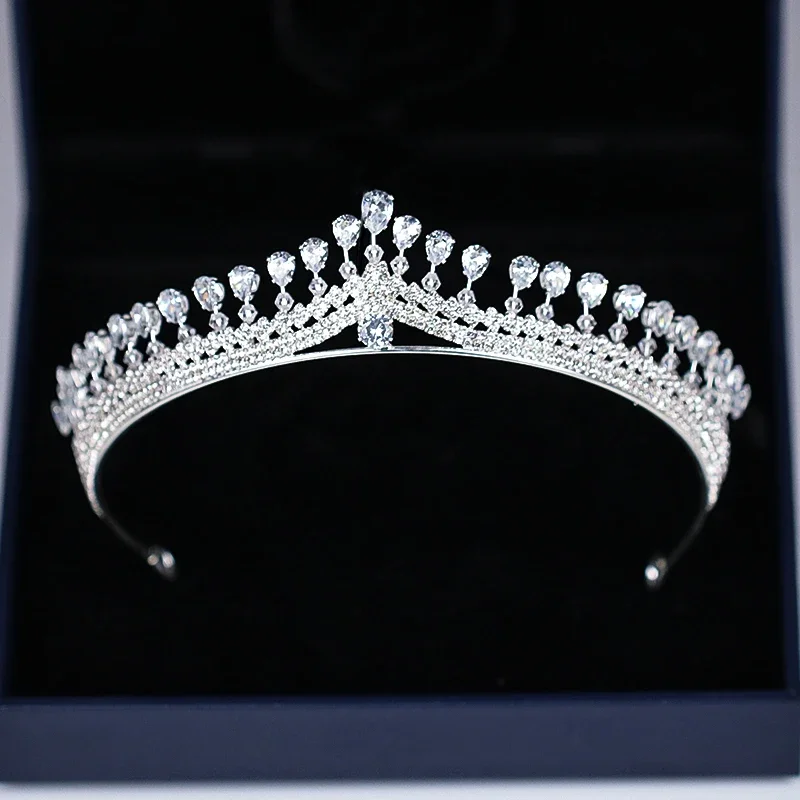 Luxury Womens Crown Headband Crystal Rhinestone Tiara And Crown Hair Band Jewelry Silver Color Bridal Hair Accessories Wedding