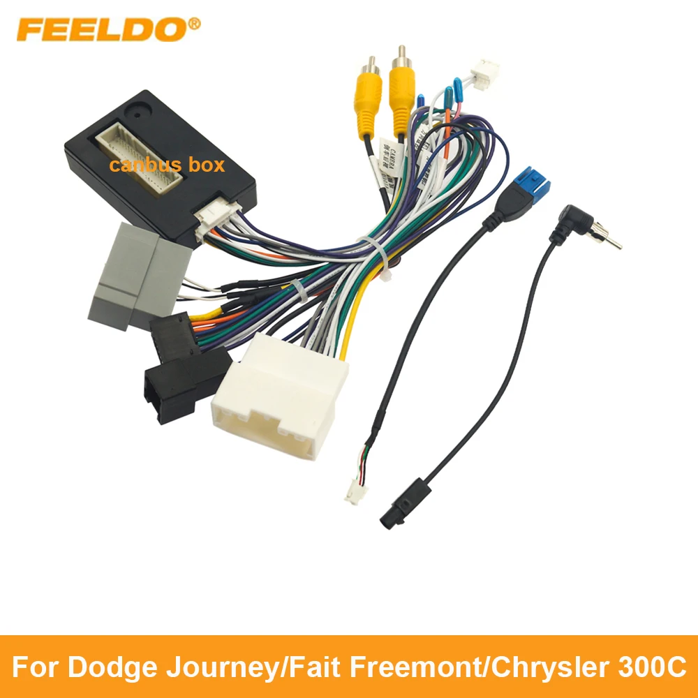 

FEELDO Car 16pin Power Cord Wiring Harness Adapter For Dodge Journey/Fait Freemont/Chrysler 300C Installation Head Unit