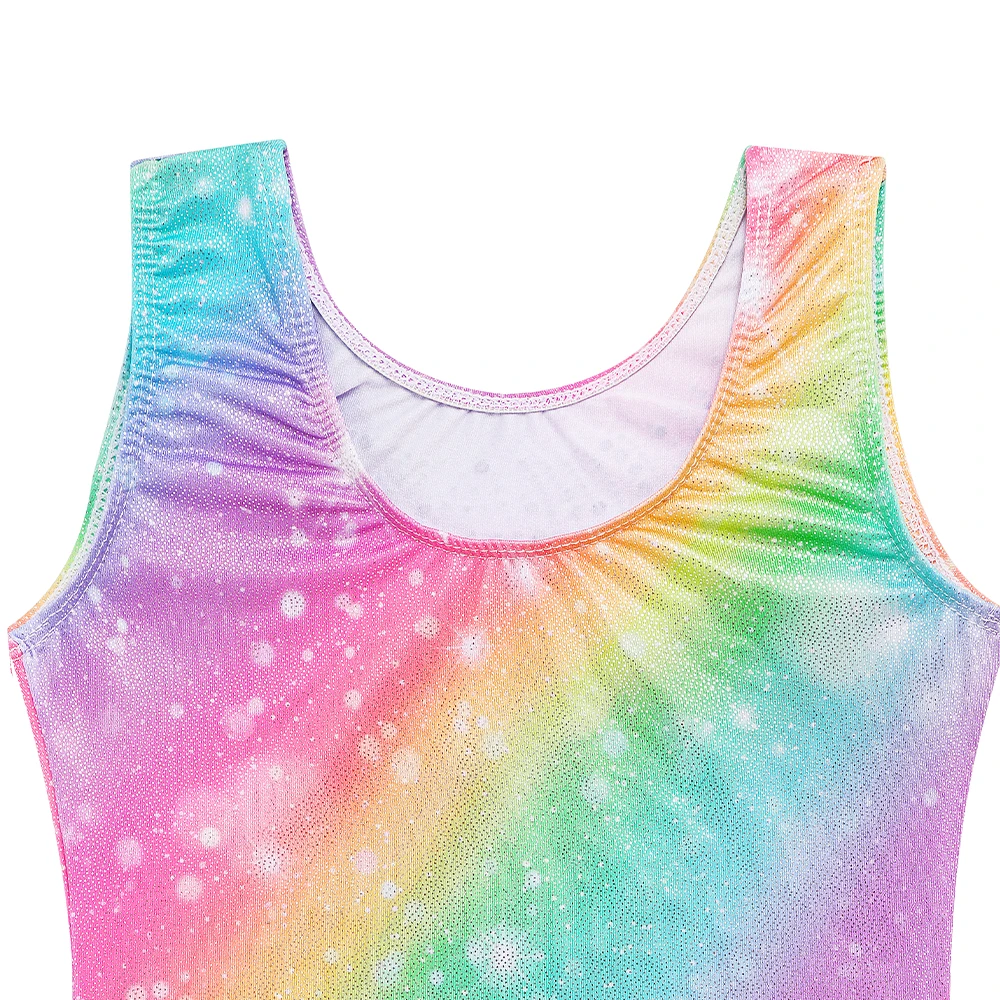Meninas ginástica collant brilhante diamante ballet dança outfit crianças unitard biketard roupas arco-íris ginásio terno