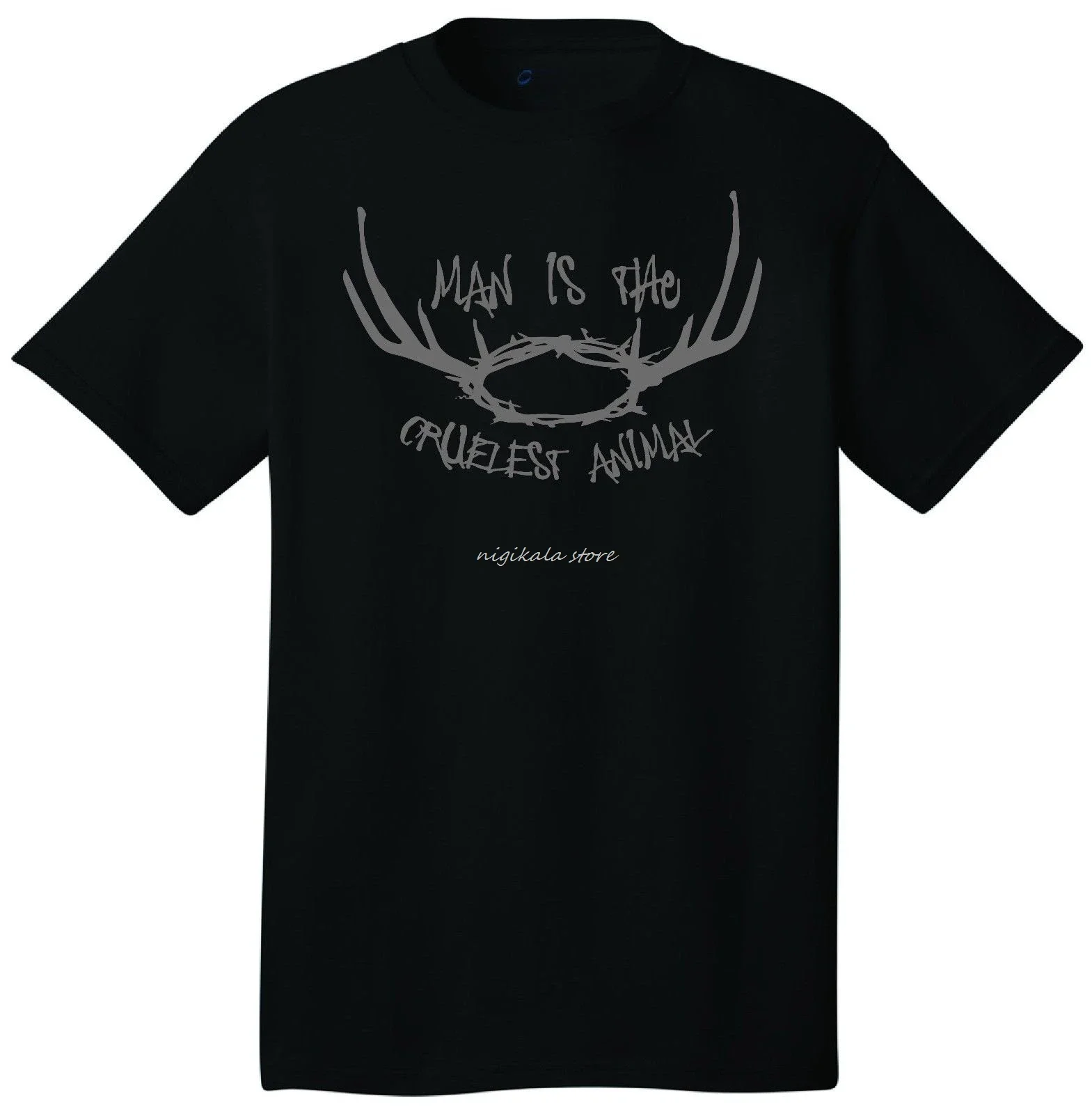 Fashion Summer Style Man Is The Cruelest Animal Nietzsche Quote T-shirt Crown Antlers True Detective Tee Shirts