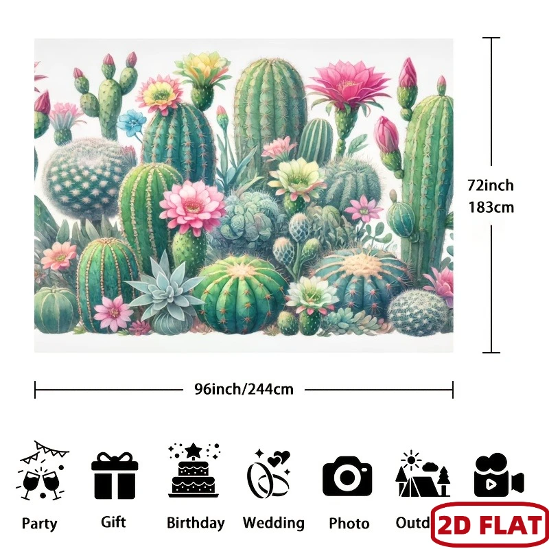 Cactus Succulent Garden Tapestry Boho Plant Wall Art Desert Flora Colorful Flowers 2D Flat Home Decor Studio Background Cloth