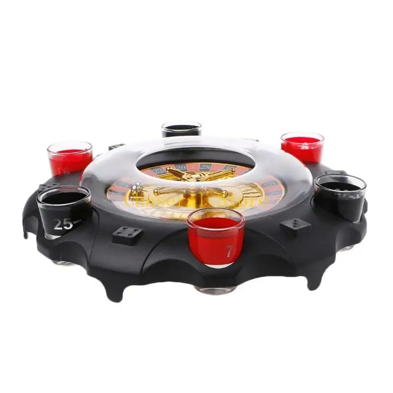 E7ce Electric Drinking Game Set roulette volwassen feest casino stijl 6 shotglazen cadeau
