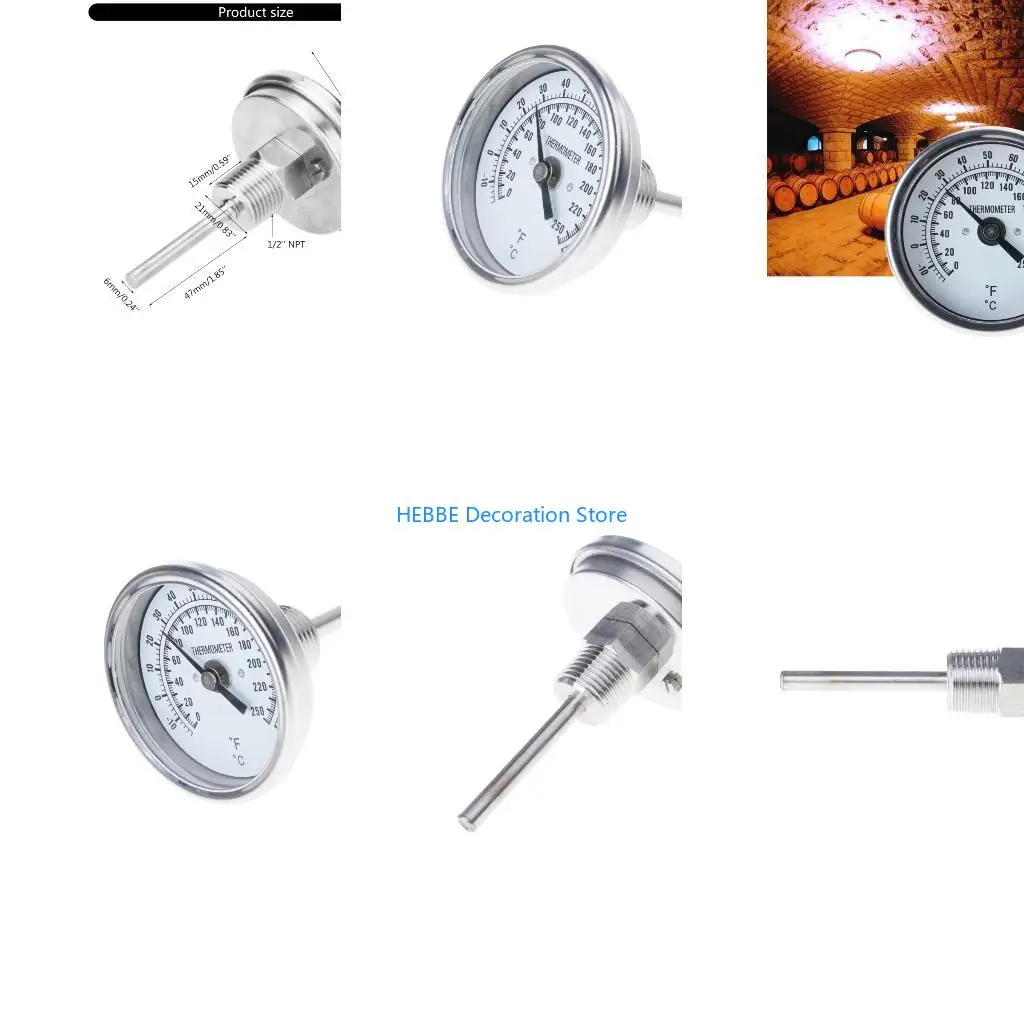B0KC Home Brewing Thermometer Celsius Distilling Temperature Gauge Bimetal