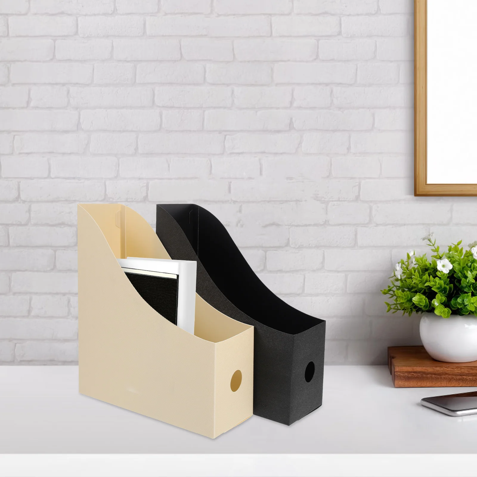 

2pcs File Holder Desktop Book Organizer For Office Student Use Wear-Resistant Magazine File Storage Tabletop Organizer