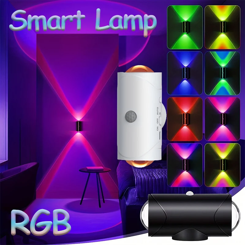 Smart Motion Sensor Night Light,RGB Color Changing LED Mood Lamp,Type-C,Magnetic Mount for Bedroom,Desk,Closet,Bathroom,Hallway