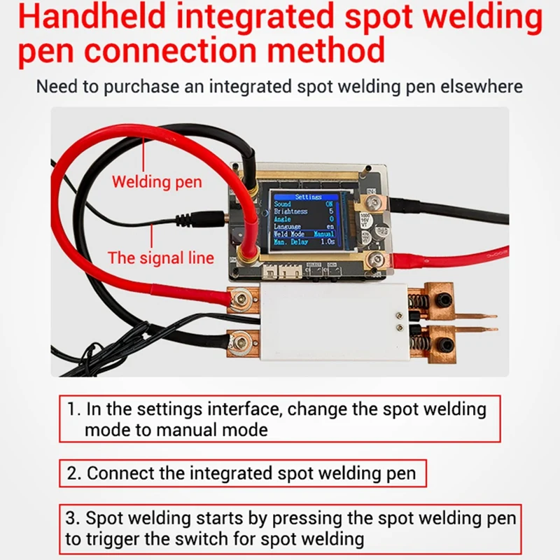 XW1 Portable Spot Welding Machine DIY Accessories 18650 Lithium Battery Nickel Sheet Color Screen LCD Double Pulse 12V