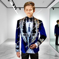 Boys' Attire Suits For Wedding Sparkly Crystals Beading Prom Blazer Children Formal Party Birthday Tuxedos costume enfant garçon