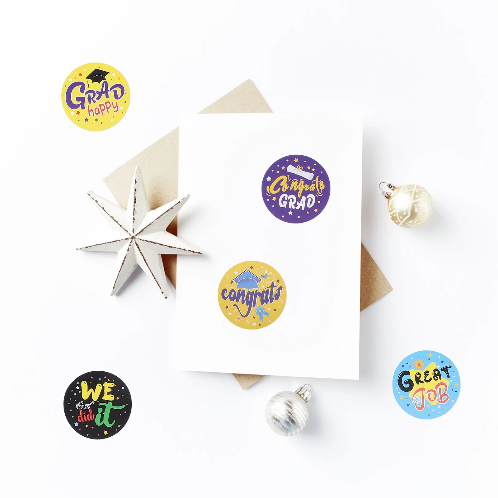 

Gift Bag Graduation Season Stickers Seal Coated Paper Tags Cookie for Packaging