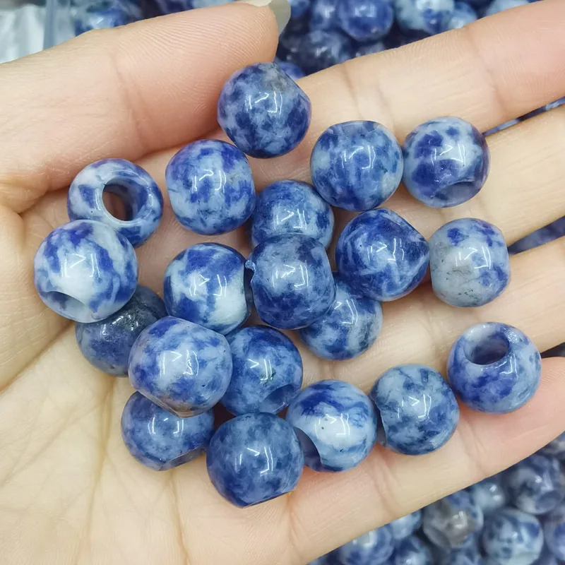 

30pcs/lot DIY Mix Jewelry Accessories 12mm Natural Stone Large Hole Imitation Bead For Charms Phone Pendant
