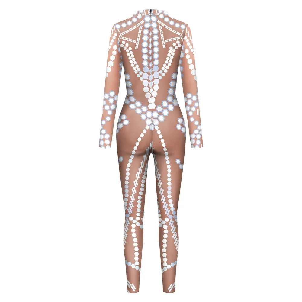 IOOTIANY Damen Sexy Slim Bodysuit Cosplay Karneval Party Zentai Kostüm Glitzer-Muster 3D-Gedruckte Bodysuits – Detail 4